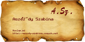 Aszódy Szabina névjegykártya